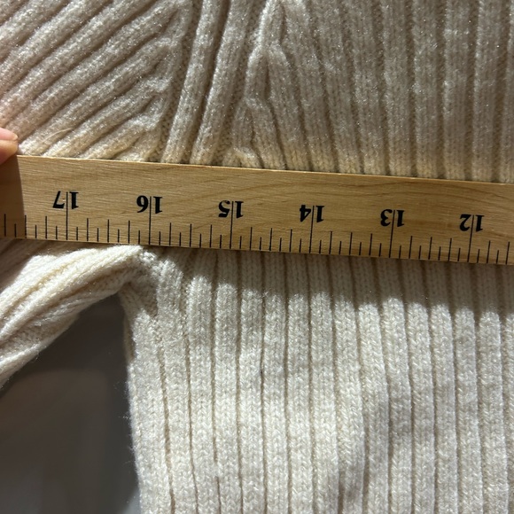 Zara Cream Ribbed Jacket with Blue Fur Collar - Picture 7 of 8